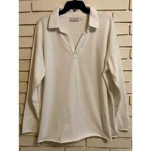 Belle by Kim‎ Gravel Women's Top Sweatshirt Sz 1X Beach Poolside White V-Neck